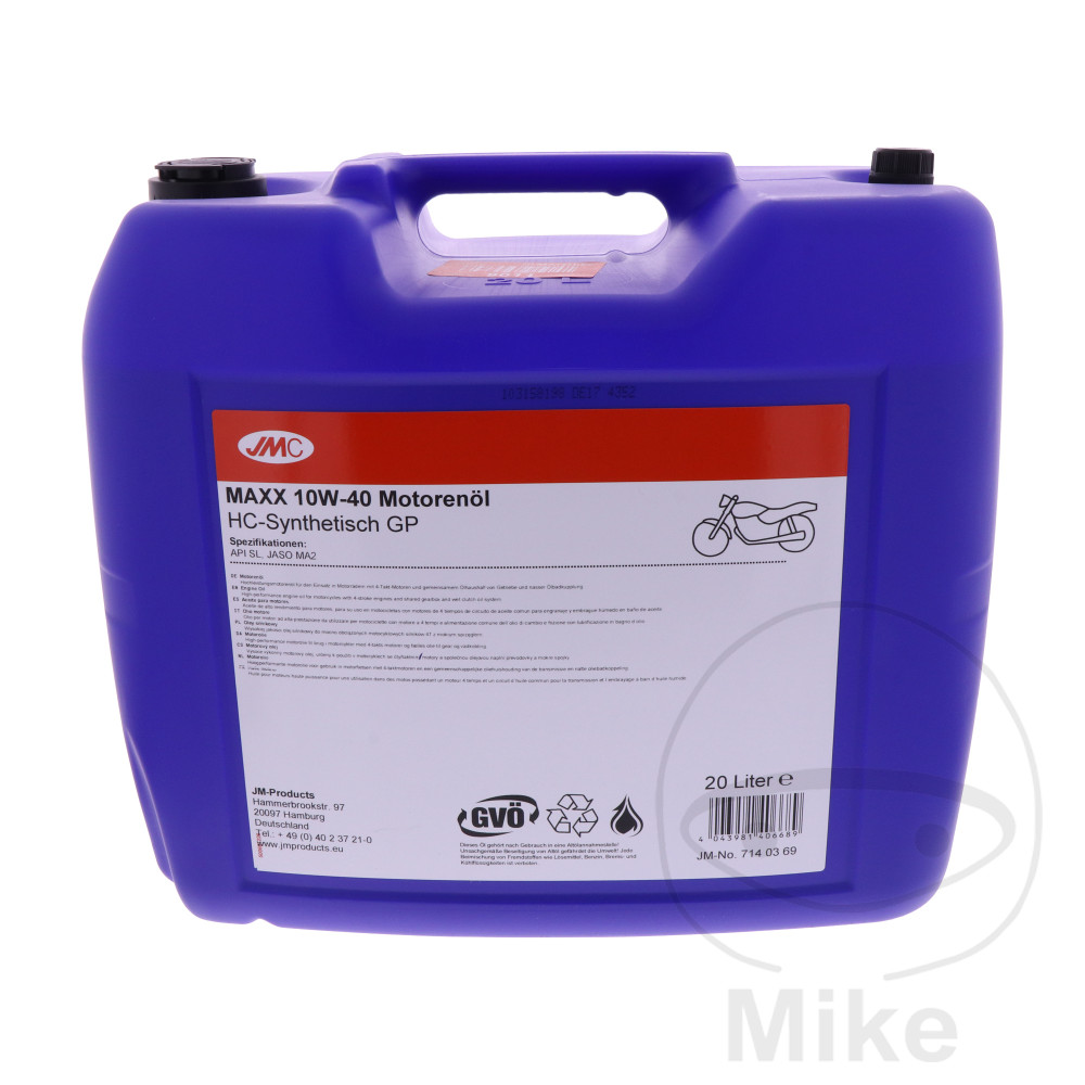 JMC oil 10W40 4T 20 lit. JMC Maxx HC-synthetic drain cock 7140171